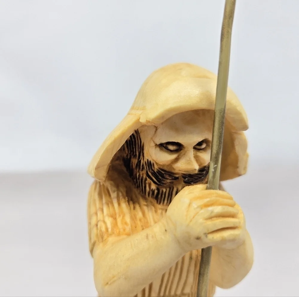 Nativity Shepard Holding His Staff Hand Carved Wood 1999 R Herrenbruck Christmas